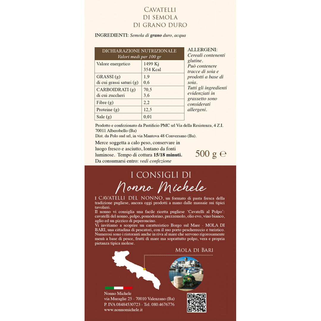 Cavatelli del Nonno Tradizionali - Pasta di Semola Di Grano Duro 500g