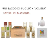 Box Regalo un Sacco di Puglia "Sapori di Masseria" con l'Oliera 250 ml - Pasta e Taralli Tipici Pugliesi